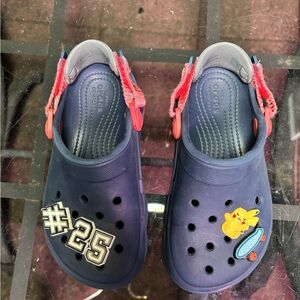 CROCS Kids Blue Sandals with Red Highlights